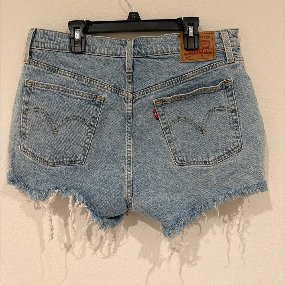 Levi's Women's Frayed Hem Blue Jean Shorts